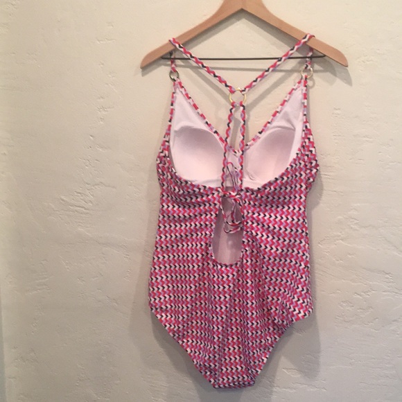 Kona Sol Multicolor One Piece V- Neck Swimsuit NWT XL - Picture 7 of 12